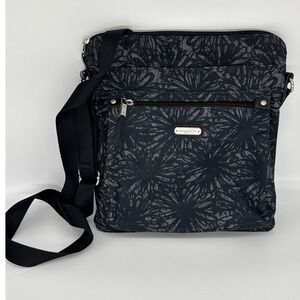 Baggallini Go Bagg Adjustable Crossbody Bag Black Onyx Floral Pattern Purse